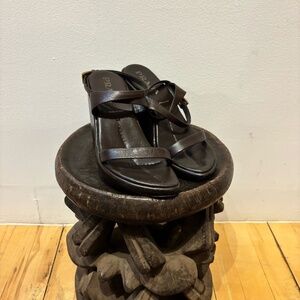 prada  dark brown platform wedge sandals